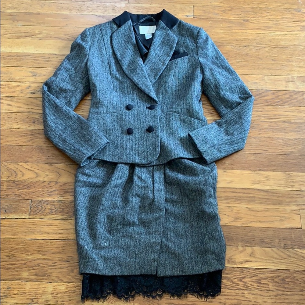 H&M Wool Blend Tweed & Lace Suit